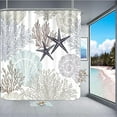 thumbnail image 3 of Nautical Coastal Waterproof Fabric Shower Curtain Starfish Seashell Coral Beach Themed Bath Curtain Ocean Shower Curtains for Bathroom, 3 of 5