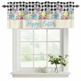 thumbnail image 2 of Easter Valances for Windows, Decorative Rod Pocket Window Valance Curtains, Spring Watercolor Bunny Eggs Flowers Black Plaid Short Curtain Drapes for Kitchen/Living Room, 2 Panels, 42" W x 18" L, 2 of 8