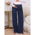 thumbnail image 6 of DARING DIVA Women's Maternity  Wide Leg Loose Middle Waist Denim Pants S Deep Blue, 6 of 8