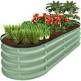 thumbnail image 3 of Best Choice Products 4x2x1ft Outdoor Raised Metal Oval Garden Bed, Planter Box for Vegetables, Flowers - Sage Green, 3 of 9