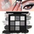 thumbnail image 3 of Nine Color Eye Shadow Plate Light Fine Flash Dark Metal Small Makeup Makeup Gray Punk Black, 3 of 8