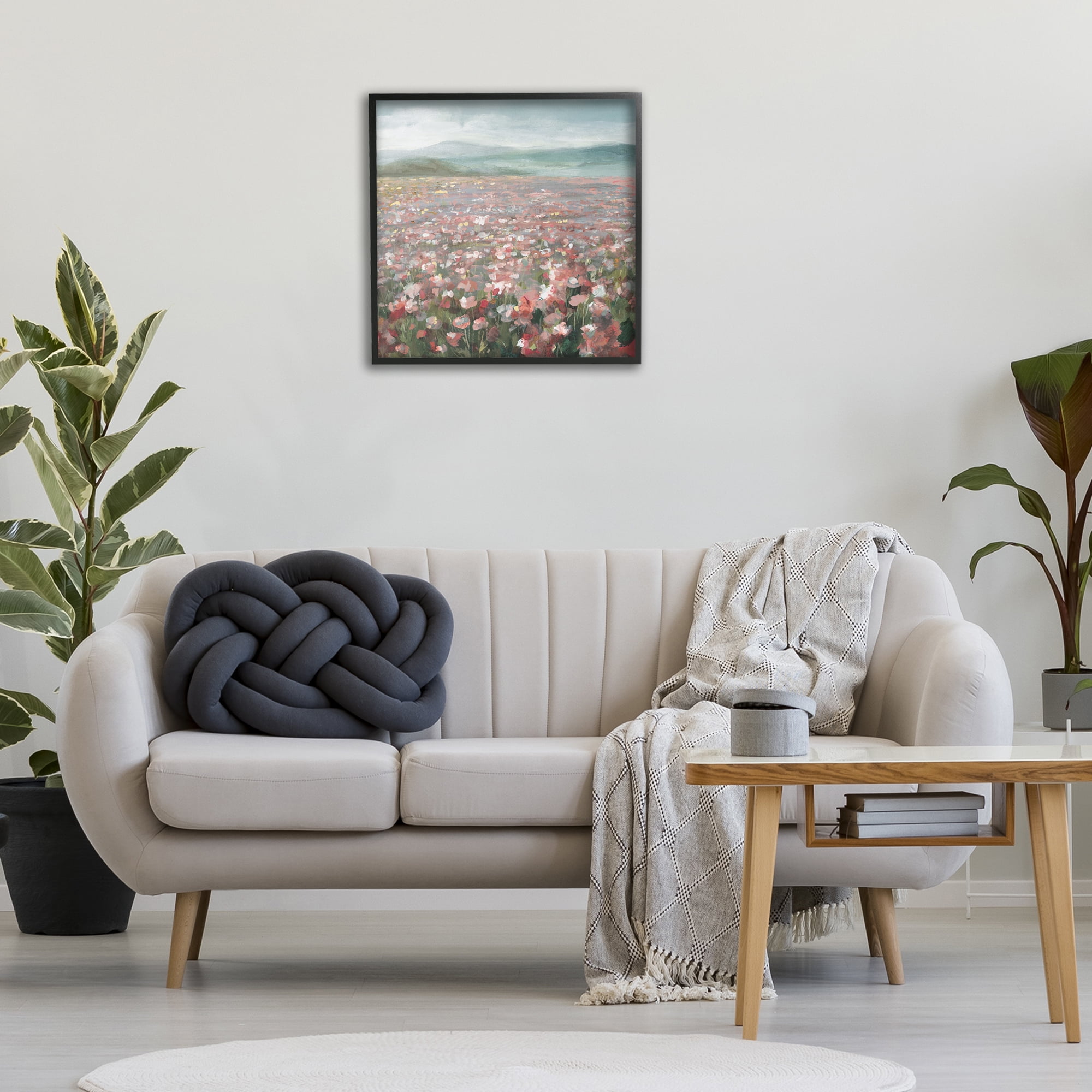 Stupell Industries Soft Headland Wildflowers Landscape Painting Black Framed Art Print Wall Art, 24 x 24