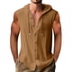 thumbnail image 2 of pstuiky Camiseta sin mangas para hombre, Cárdigan de lino con capucha y botones para hombre, sin mangas, informal Tops elegantes para mujer l, 2 of 6