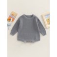 thumbnail image 2 of Gzhioc Infant Baby Boys Girls Fall Romper 0 3 6 9 12 18 24 Months Knitting Ribbed Surface Round Neck Long Sleeve Solid Color Crotch Button Bodysuit, 2 of 8
