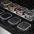 thumbnail image 6 of CIRUTVAL 2/3Pack Glass+Bling Case For Apple Watch  44mm 40mm 42mm 38mm Cover, Crystal Diamond iWatch Protector Case Slim PC Anti-Scratch Bumper Frame Protective Cover For iWatch Series SE/6/5/4/3/2/1, 6 of 9