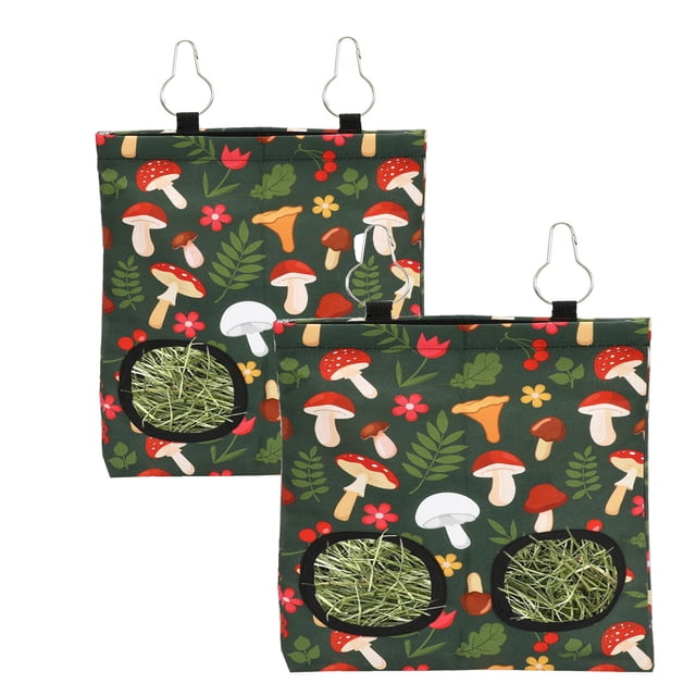 2Pcs Rabbit Hay Bolsa de alimentación con 2 perchas de Guinea colgante para perros conejitos