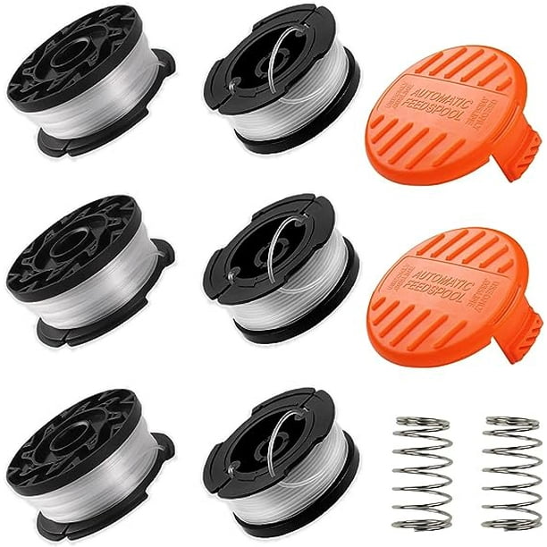 6 Pack Line Spool With 2 Covers For Replace Black Decker Grass