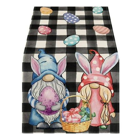 

DOPI Easter Table Flag Holiday Bunny Egg Little Printed Vintage Easter Decor Linen Tablecloth Easter Home Decorations Sheer Cover Floral Table Runners 48 Inches Long Dog Table Party Runners Dress
