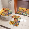 thumbnail image 4 of Colorful Sunflower Bath Mat 3 Piece Bathroom Rug Set, Farmhouse Botanical Floral Non Slip Bath Rug Contour Mat and Toilet Lid Cover, Absorbent Shower Mats Soft Bath Rugs and Mats Sets, 4 of 8