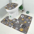 thumbnail image 2 of Dog Paw and Bone Bathroom Rugs Sets 3 Piece,Toilet Cover Set,Absorbent Non Slip Bathroom Mats Sets with U-Shaped Contour Rug Toilet Rug Set, 2 of 5