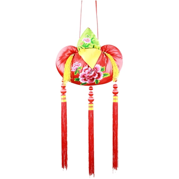 drdong-Handmade Silk Ribbon Sachet, Palace Lantern, Embroidery Art Craft for Home Decoration-Medium and red…