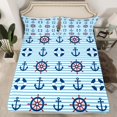thumbnail image 2 of Erosebridal Anchor Print Queen Sheet Sets, Rudder Ocean Bedding Queen Size, Stripes Ombre Decor 4pcs, 2 of 7