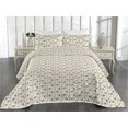 thumbnail image 2 of Ambesonne Bohemian Quilted Bedspread Set 3 Pcs, Sketchy Leaves Dots Modern, Queen, Ivory Camel and Charcoal Grey, 2 of 4