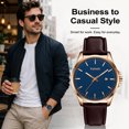 thumbnail image 4 of Watches for Man Minimalist Quartz Watch with Leather Strap & Calendar 30M Water Resistant Watch Gift for Man, 4 of 8