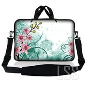 LSS 15.6 inch Laptop Sleeve Bag Compatible with Acer, Dell, HP, Sony, MacBook, Carrying Case w/ Handle & Adjustable  Strap, Purple Flower Floral