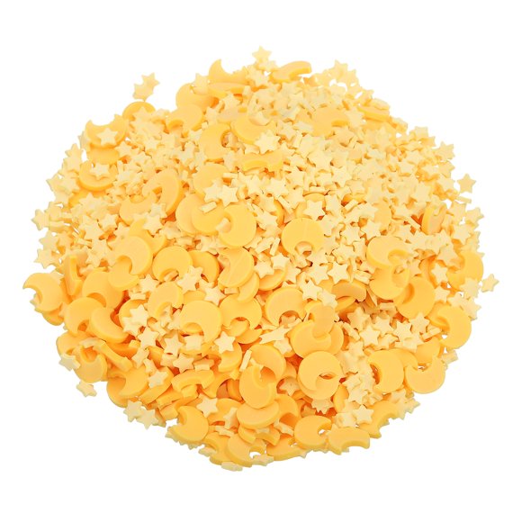 Uxcell Fausses Paillettes, 50G Résine Étoile Lune Fausses Paillettes de Bonbon Sucre Tranches d'Argile Polymère pour Art des Ongles Bricolage Artisanat Gâteau Étui de Téléphone Shaker Remplissage de Carte, Jaune/jaune Clair