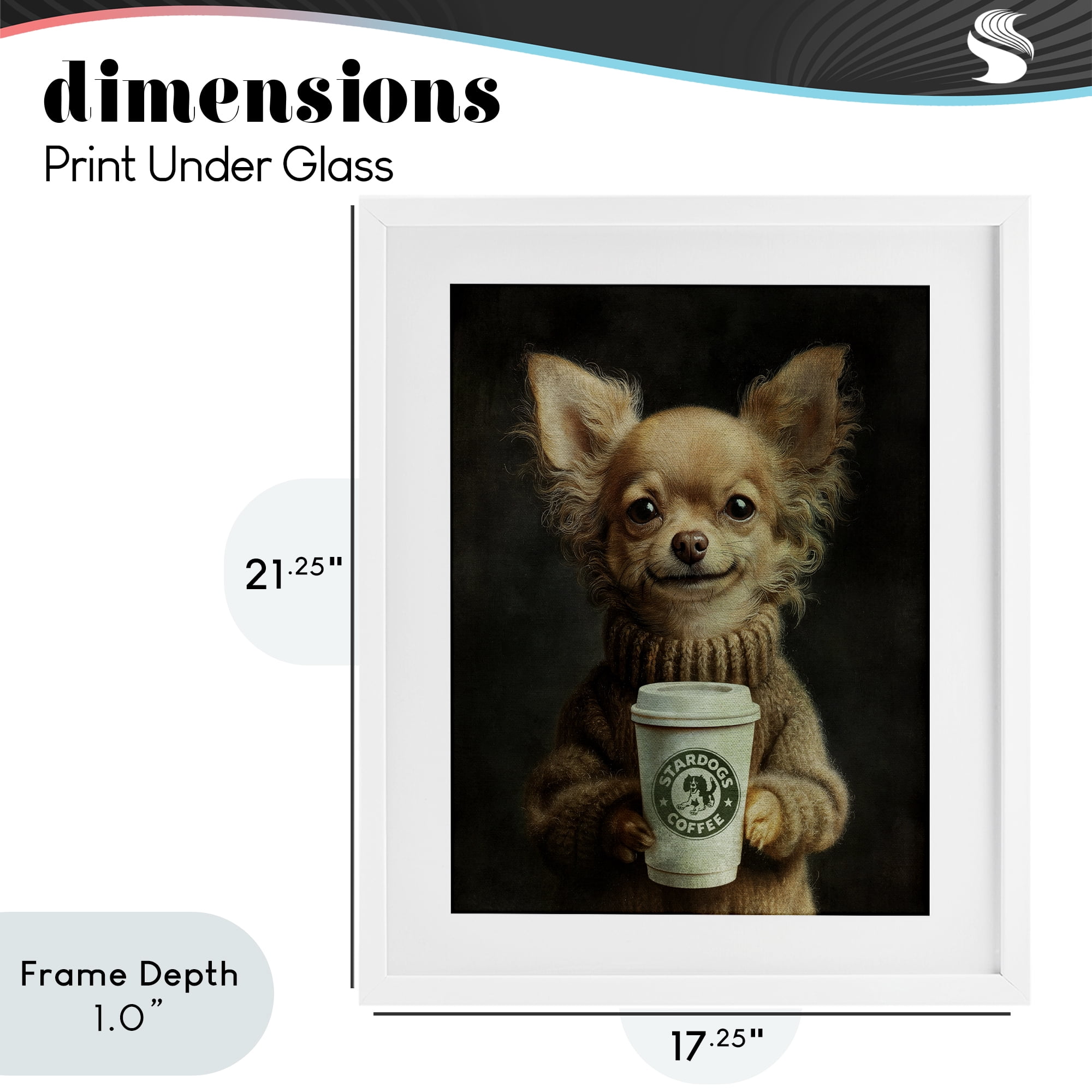 Stupell Industries Espresso Pup in Cozy Sweater White Framed Print Under Glass, design by Svetlana Aleynikova