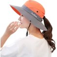 thumbnail image 1 of Women's Summer Mesh Wide Brim Sun UV Protection Hat with Ponytail Hole, 1 of 7