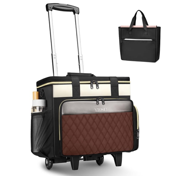 Ytonet Sac Roulant pour Enseignante, Sac pour Ordinateur Portable Roulant de 15,6 Pouces avec Poupée Détachable et Sac Fourre-Tout pour Enseignante pour Dossiers, Grande Mallette à Roulettes pour Femmes pour l'Enseignement et le Bureau