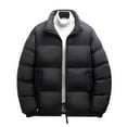 thumbnail image 4 of Mens Heated Puffer Jackets Stand Collar Winter Warm Heating Outerwear Coats Quilted Zip-Up Heated Jacket 4XL, Black, 4 of 6