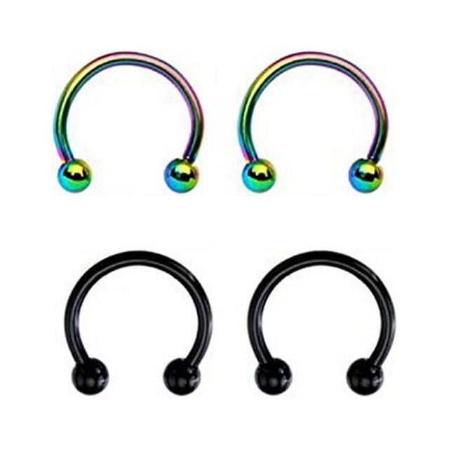 PENIKOKO 2Par Inoxidable Horseshoe Para Perforaciones En Nariz Y Oreja