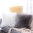 thumbnail image 2 of Nvzi Double-Sided Faux Fur Sheepskin Decorative Throw Pillow Cover Luxury Super Soft Plush Cushion Case for Sofa or Bed (16"x16",White), 2 of 2