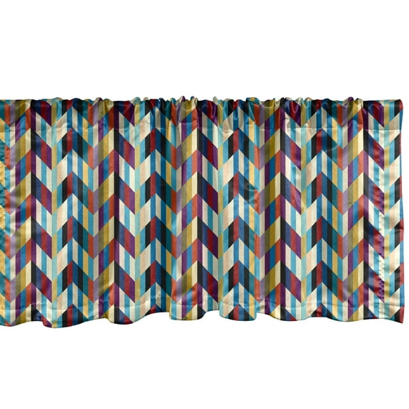 Ambesonne Chevron Window Valance, 3D effect Zigzag Shapes, 54" X 12", Multicolor
