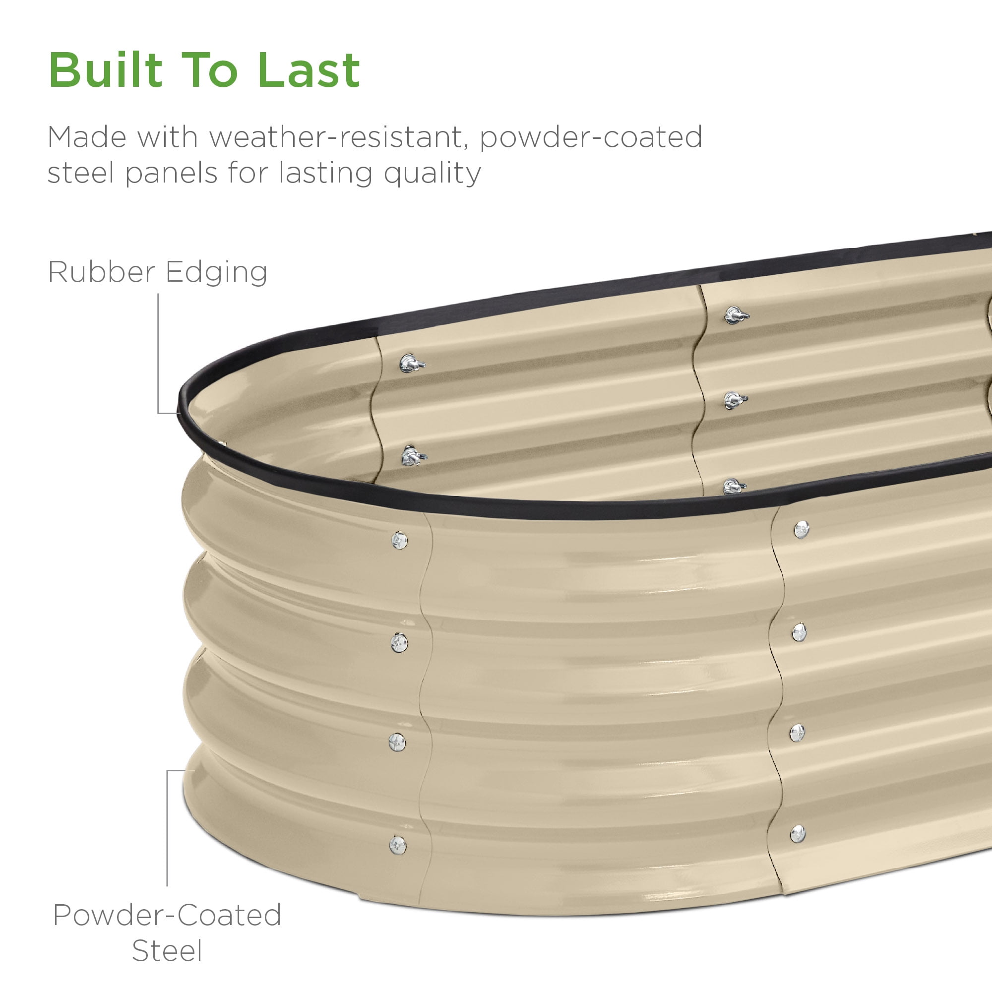 Best Choice Products 4x2x1ft Outdoor Raised Metal Oval Garden Bed, Planter Box for Vegetables, Flowers - Beige