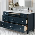thumbnail image 2 of ARIEL Monroe 60 Inch Single Rectangle Sink Bathroom Vanity With Carrara White Quartz Countertop 1.5 Inch Edge In Midnight Blue, 2 of 7