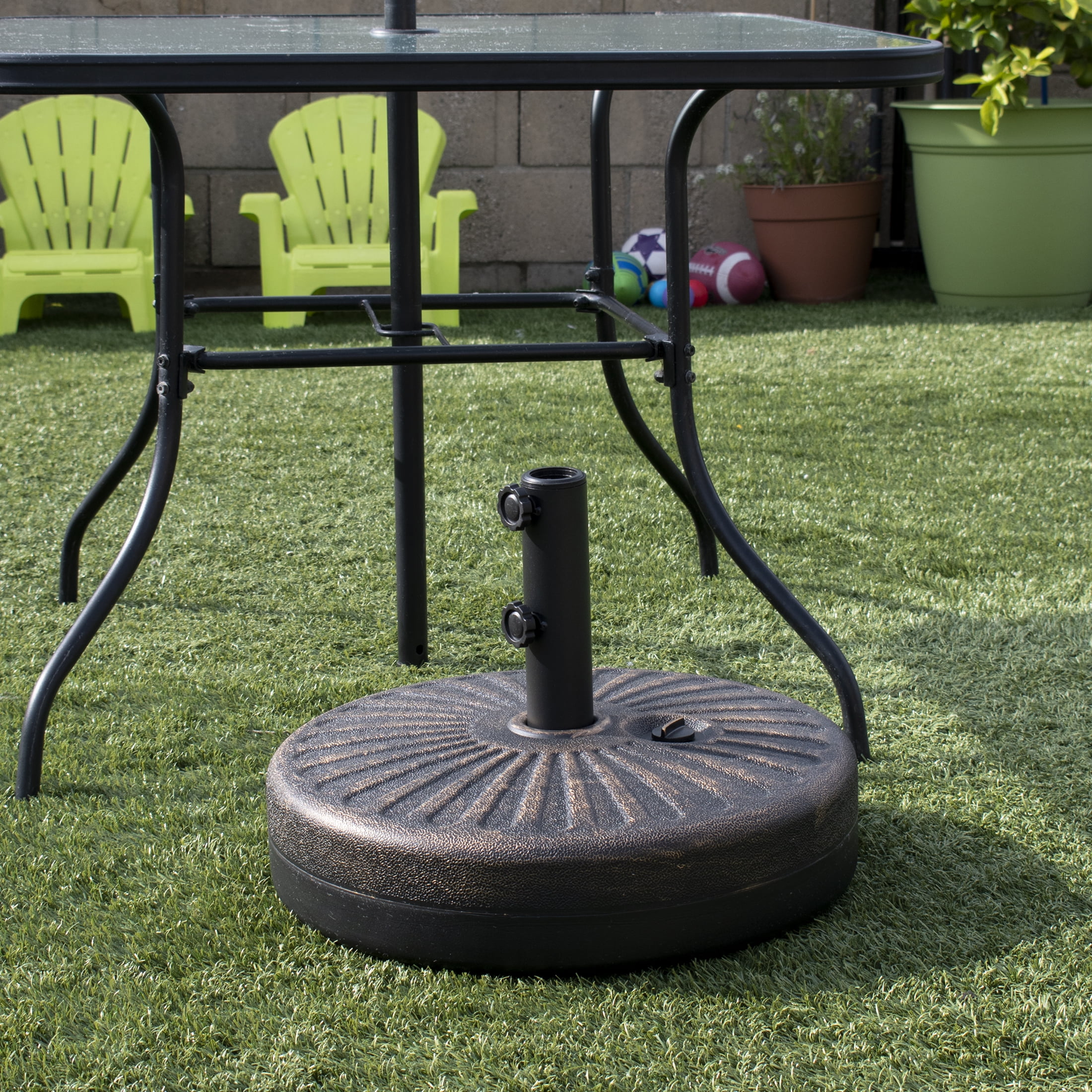 20 in. Round Hard Plastic Free Standing Umbrella Base, Bronze Walmart