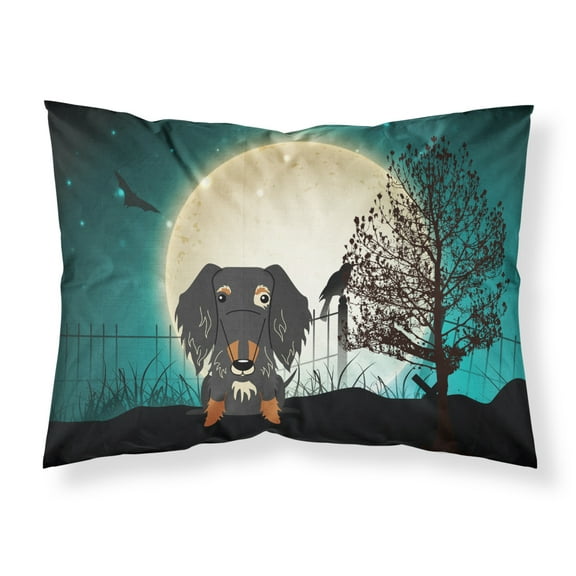 Halloween Scary Wire Haired Dachshund Dapple Fabric Standard Pillowcase