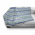 thumbnail image 3 of Harbour Stripe Soft Flannel Fleece Blanket, Brushstroke Lines Backdrop in Several Tones Modern Minimalist Design, Cozy Plush for Indoor and Outdoor Use, 60" x 80", Royal Blue Seafoam, by Ambesonne, 3 of 6