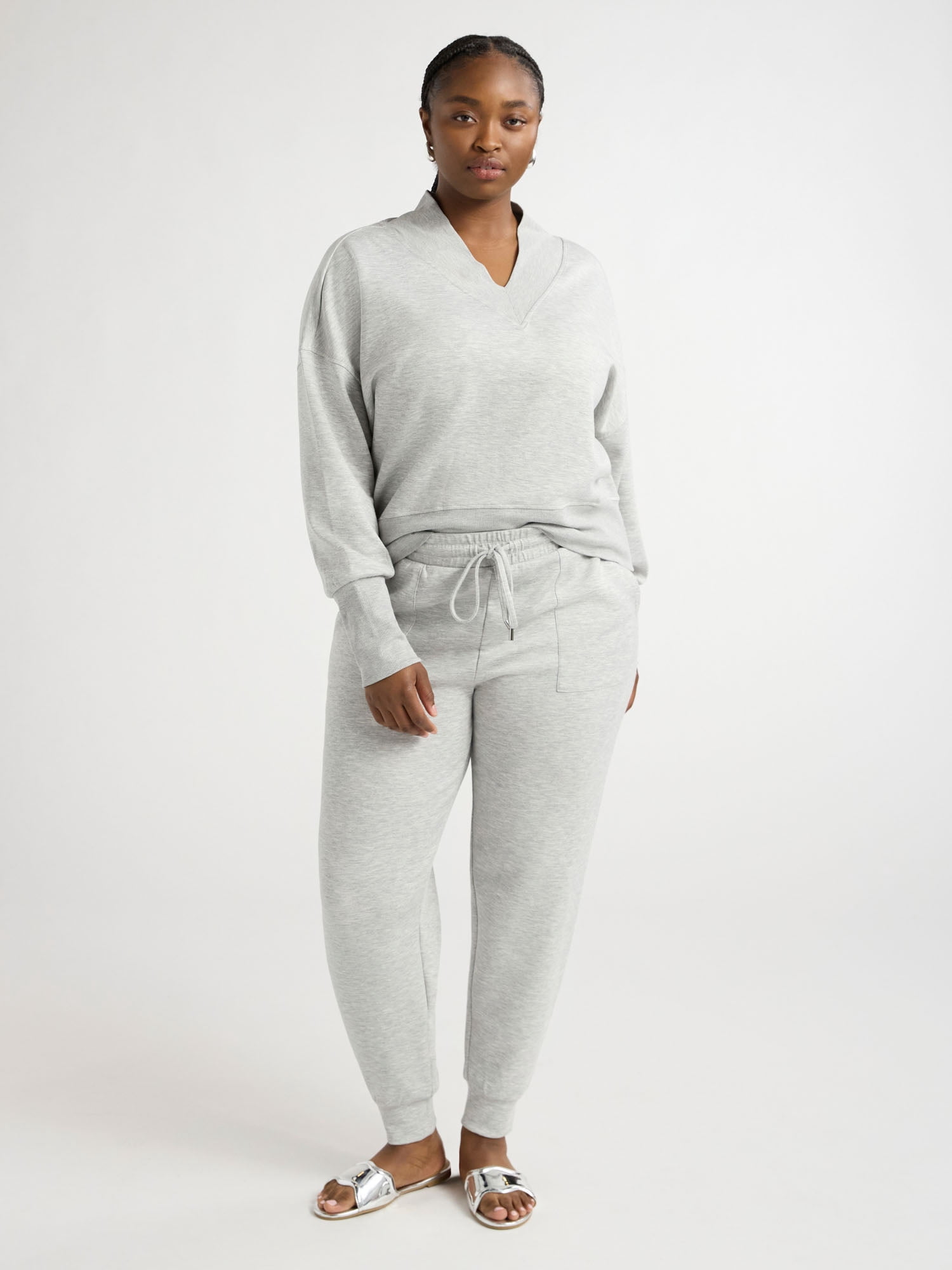 Scoop Women's and Plus Size Scubaknit Joggers, Soft Breathable