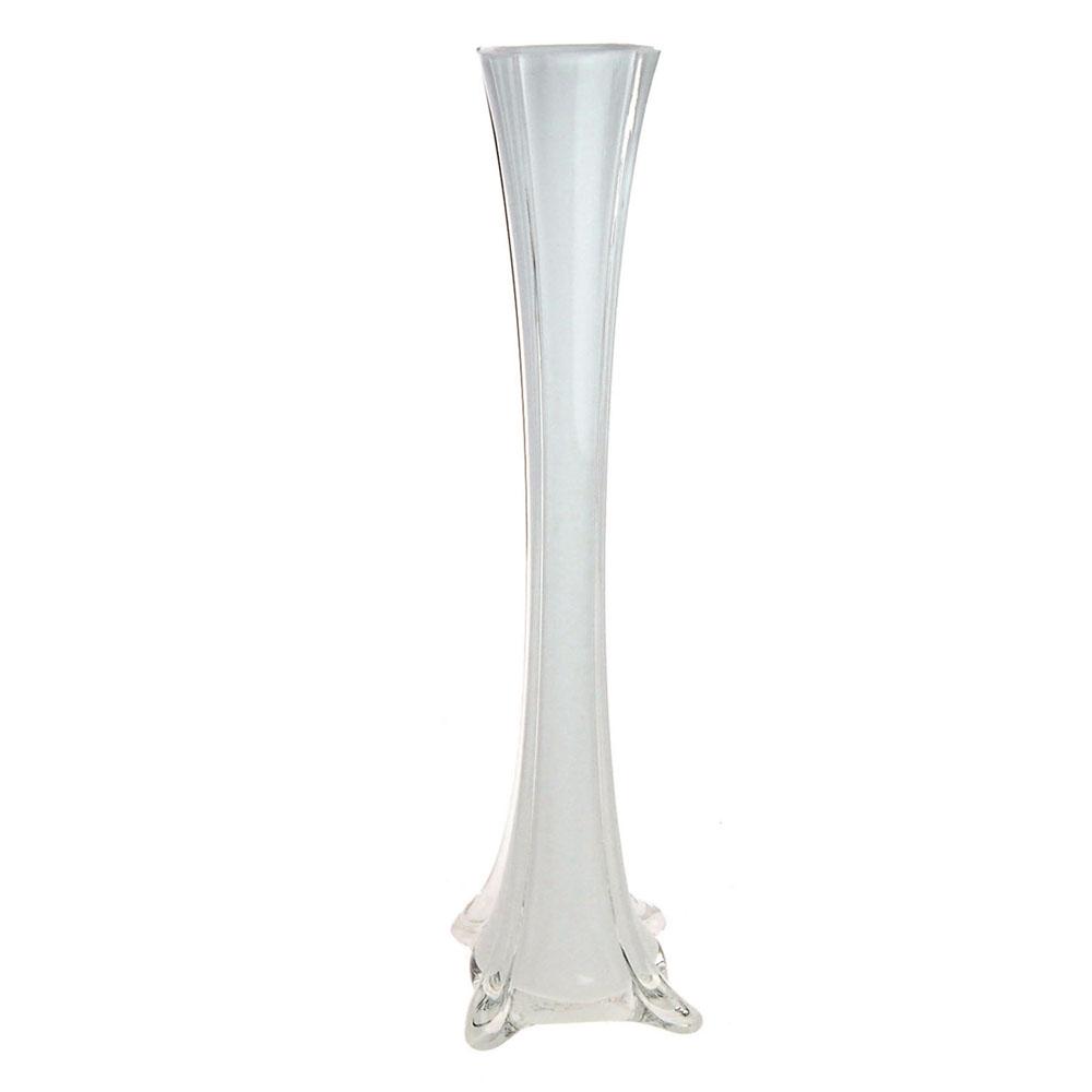 Tall Eiffel Tower Glass Vase Centerpiece, 8Inch, White