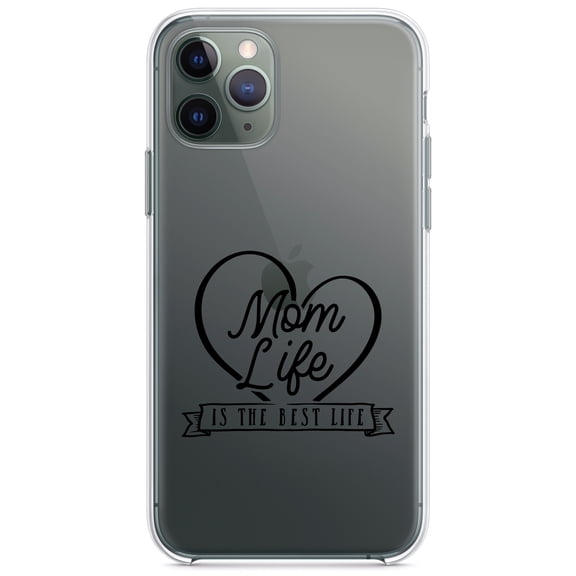 DistinctInk Clear Shockproof Hybrid Case for iPhone 11 Pro MAX (6.5" Screen) - TPU Bumper Acrylic Back Tempered Glass Screen Protector - Mom Life is the Best Life