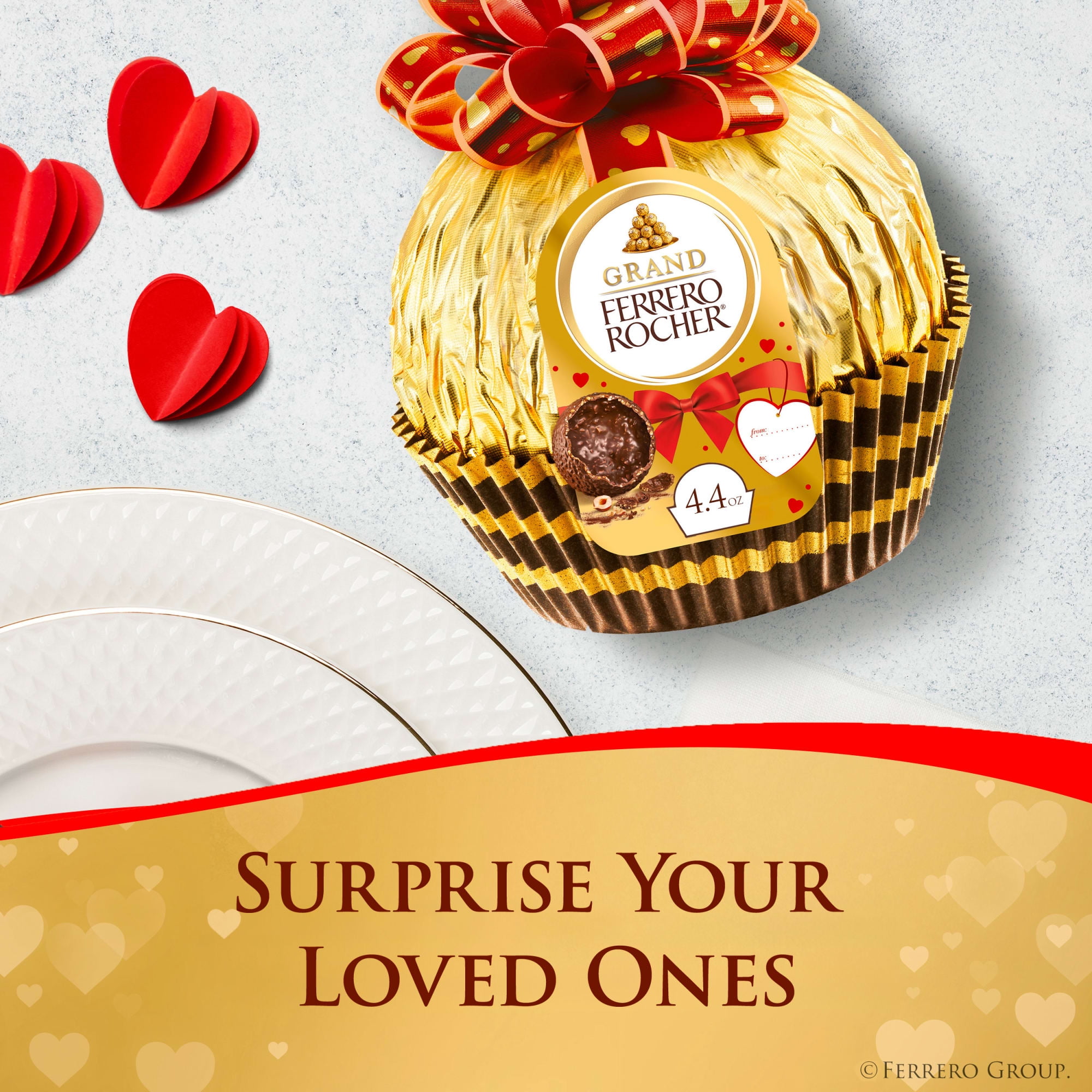 Grand Ferrero Rocher Milk Chocolate, Valentine’s Day Gift, Premium Gifting, 4.4 oz