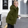 thumbnail image 2 of aohooy Winter Coats for Women Double Fleece Warm Jackets Long Sleeve Loose Casual Plush Hooded Outerwear Ladies Thermal Coat Army Green,M, 2 of 9