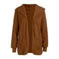 thumbnail image 4 of UJNDER Women's Two Way Wear Longline Jacket Warm Open Cardigan with Pockets for Fall Winter Brown M, 4 of 5