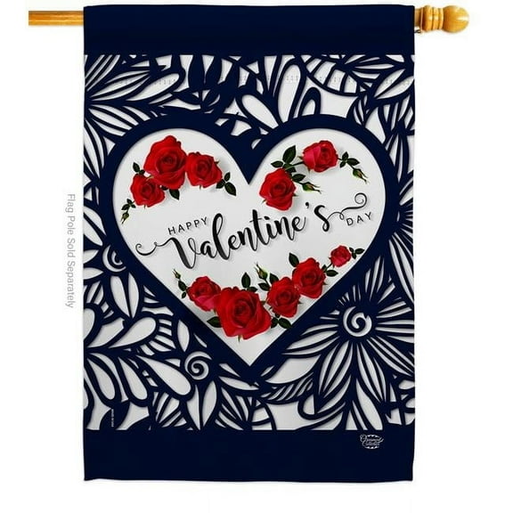 Ornament Collection H192152-BO Roses are Love Springtime Valentine Double-Sided Garden Decorative House Flag, Multi Color