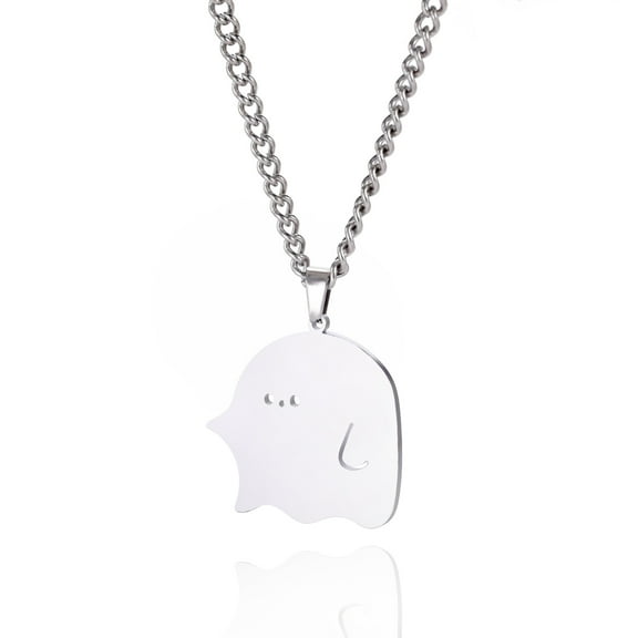 EUEAVAN Silver Ghost Pendant Necklace Stainless Steel Jewelry