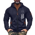 thumbnail image 3 of Men's Flag Print Zip Up Hoodie with Arm Pocket, Casual Cardigan Style Sweatshirt, Large Size Fleece Jacket for Independence Day, Christmas, Outdoor Enthusiasts,Navy,L, 3 of 5