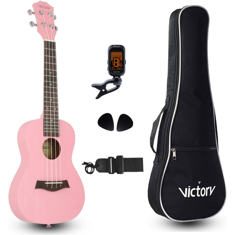 VI Victory 21 Soprano Ukulele 5 in 1 Holiday Gift Kit String Instrument by  Musictopia, Pink 