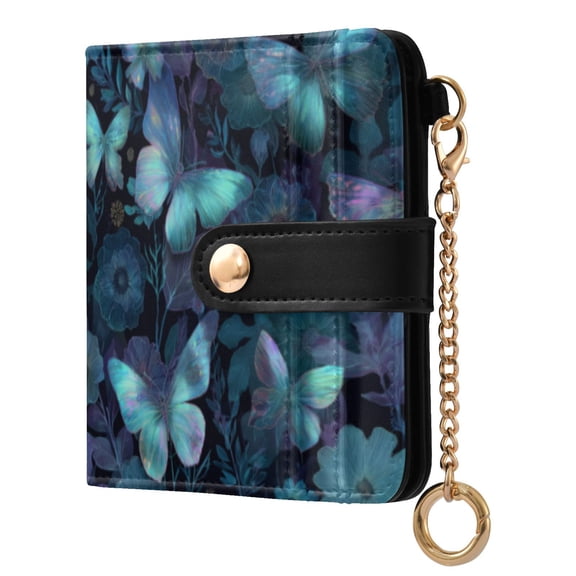 Qxltty Peppermint Green Butterfly Ladies Wallet Rfid Slim Thin Compact Credit Card Women Wallet Zipper Coin Pocket and ID Window for Female Gifts