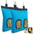 thumbnail image 1 of Bolsa de heno para conejos, alimentador de heno para cobayas, colgante de animales pequeños, tela Oxford 600D grande (paquete de 2) (azul) JM, 1 of 5