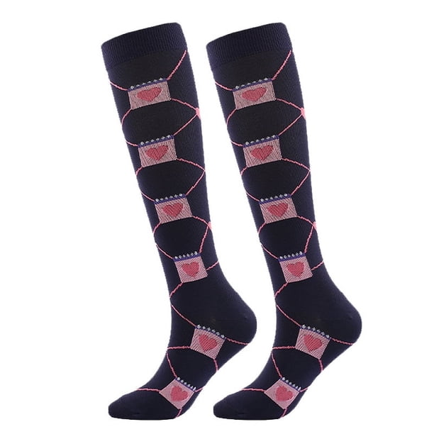 Zhuge 1 par de calcetines de compresión para mujeres y hombres, calcetines con soportes graduados para la circulación para correr, deportes atléticos, L/XL, corazón cruzado