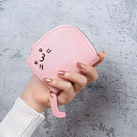 GASTROPOD Elegant Cat-Themed Coin Purse for Women | Stylish Litchi Pattern with Pu Card Holder | Perfect As A Cat Wallet Or Change Purse Pink