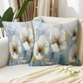 thumbnail image 5 of Blue Golden Floral Decorative Throw Pillow Covers Velvet Pillow Covers Watercolor Flowers Pillowcase Square Cushion Covers Sofa Bed Décor 18X18 inch Set of 2, 5 of 6