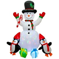 6FT Christmas Inflatables Double Penguin Snowman,Outdoor Decoration LED Lighted Snow Man Christmas Decor for Yard Patio Garden Lawn Xmas Holiday Indoor Party