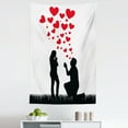 thumbnail image 1 of Wedding Tapestry, Wedding Proposal of Romantic Couple with Hearts Image Happiness, Fabric Wall Hanging Decor for Bedroom Living Room Dorm, 5 Sizes, Black White and Red, by Ambesonne, 1 of 1