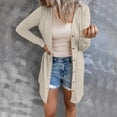 thumbnail image 4 of Manteau d'Automne Hiver pour Femmes Couleur Unie Mode Manteau Extérieur Manches Longues Tricoté Col Rond Trench Chaud Cardigan Mi-Long Ouvert, 4 of 7